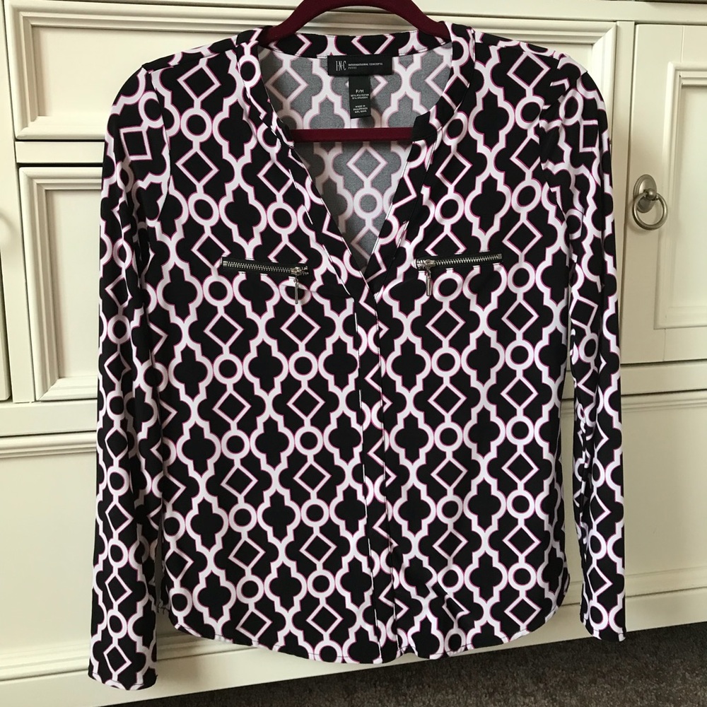 INC long sleeve polyester top